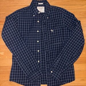 Abercrombie & Fitch Dark Blue Plaid Men's Shirt